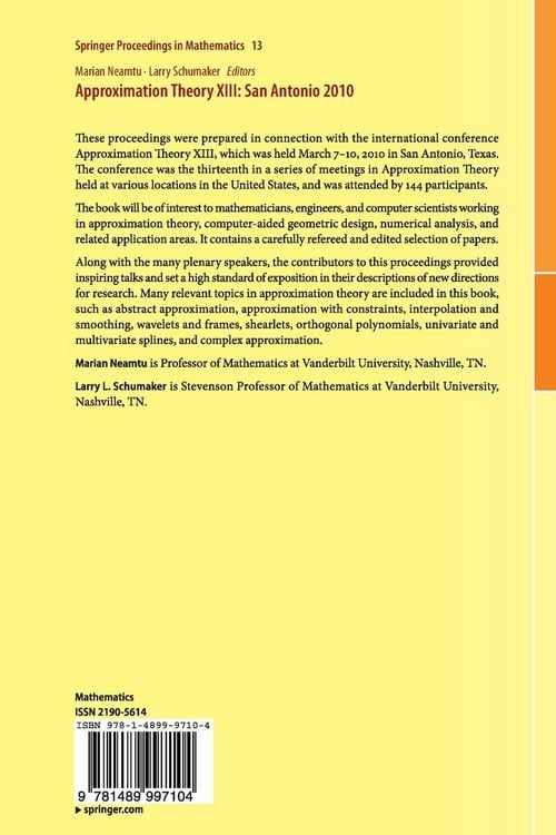 Produktbild: Approximation Theory XIII: San Antonio 2010