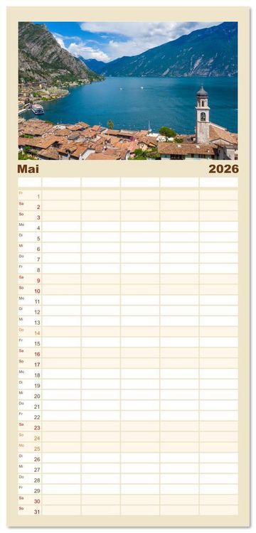 Produktbild: Familienplaner 2026 - Limone sul Garda - Die Heimat der Zitrone am Gardasee mit 5 Spalten (Wandkalender, 21 x 45 cm) CALVENDO