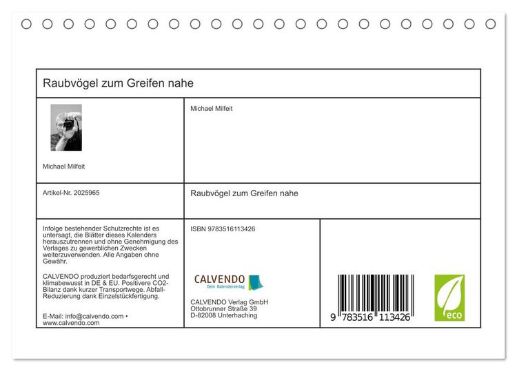 Produktbild: Raubv&ouml;gel zum Greifen nahe (Tischkalender 2026 DIN A5 quer), CALVENDO Monatskalender