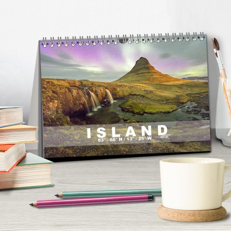 Produktbild: ISLAND 63&deg; - 66&deg; N / 13&deg; - 25&deg; W (Tischkalender 2026 DIN A5 quer), CALVENDO Monatskalender