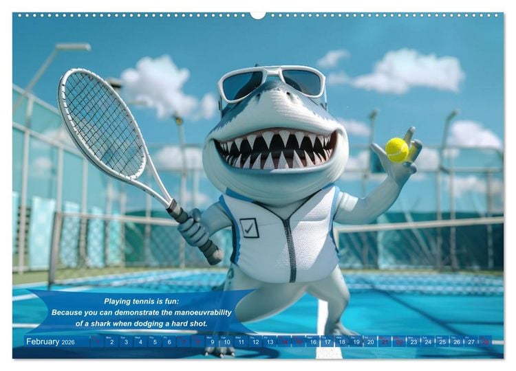 Produktbild: Funny animals as tennis players (High Quality Premium Wall Calendar 2026 DIN A2 landscape),CALVENDO 12 Month Wall Calendar