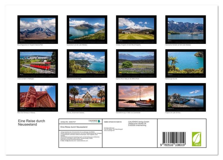 Produktbild: Eine Reise durch Neuseeland (Wandkalender 2026 DIN A4 quer), CALVENDO Monatskalender
