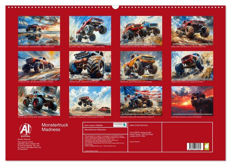Produktbild: Monstertruck Madness (Wall Calendar 2026 DIN A2 landscape), CALVENDO 12 Month Wall Calendar