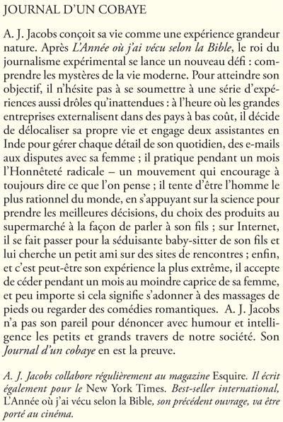 Produktbild: Journal d'un cobaye : ma vie est une exp&eacute;rience