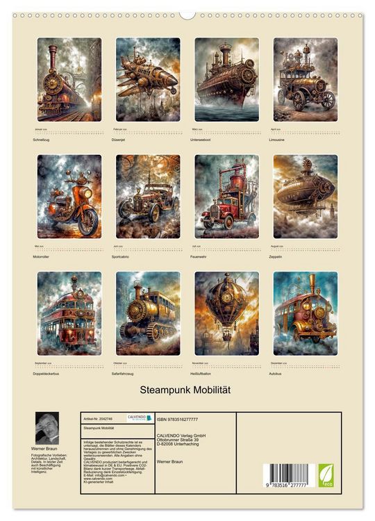 Produktbild: Steampunk Mobilit&auml;t (hochwertiger Premium Wandkalender 2026 DIN A2 hoch), Kunstdruck in Hochglanz
