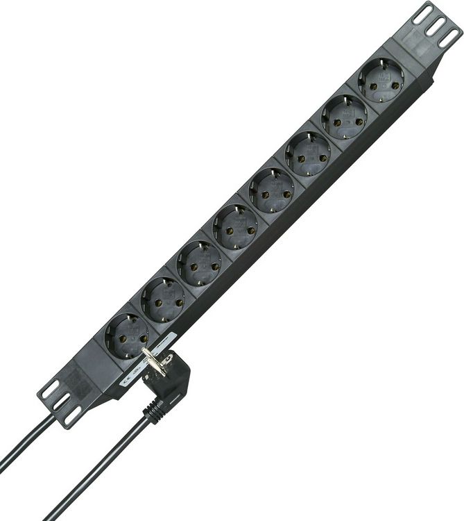 Produktbild: Kopp 930805014 Steckdosenleiste 19 Zoll 8fach Schwarz Schutzkontakt 1St.