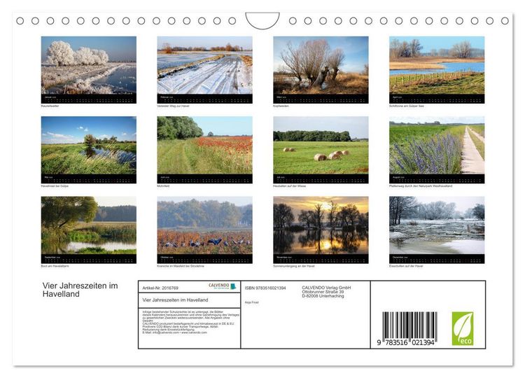 Produktbild: Vier Jahreszeiten im Havelland (Wandkalender 2026 DIN A4 quer), CALVENDO Monatskalender