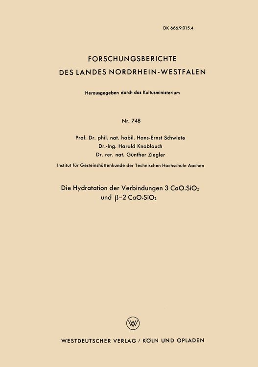 Produktbild: Die Hydratation der Verbindungen 3 CaO.SiO2 und &beta;-2 CaO.SiO2