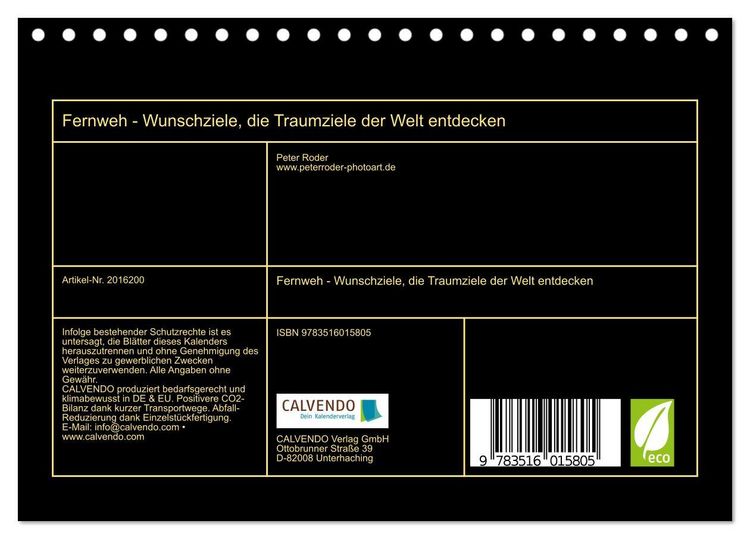 Produktbild: Fernweh - Wunschziele, die Traumziele der Welt entdecken (Tischkalender 2026 DIN A5 quer), CALVENDO Monatskalender
