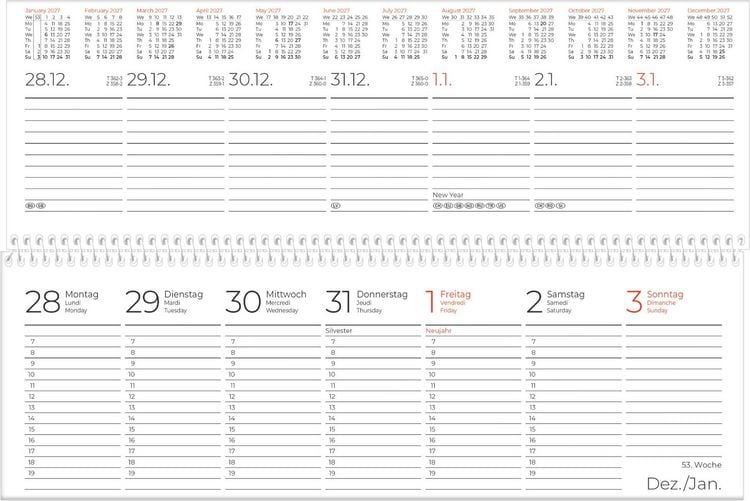 Produktbild: Tischquerkalender 1W/2S blau 2027
