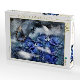 Produktbild: CALVENDO Puzzle Rittersporn mit Himmelsfalter | 1000 Teile Lege-Gr&ouml;&szlig;e 64x48cm Foto-Puzzle f&uuml;r gl&uuml;ckliche Stunden