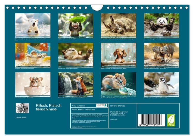 Produktbild: Plitsch, Platsch, tierisch nass (Wandkalender 2026 DIN A4 quer), CALVENDO Monatskalender