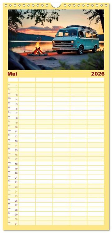 Produktbild: Familienplaner 2026 - Vanlife - Caravan Abenteuer mit 5 Spalten (Wandkalender, 21 x 45 cm) CALVENDO