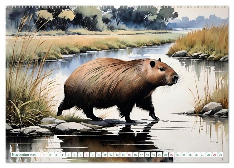 Produktbild: Das Capybara (hochwertiger Premium Wandkalender 2026 DIN A2 quer), Kunstdruck in Hochglanz