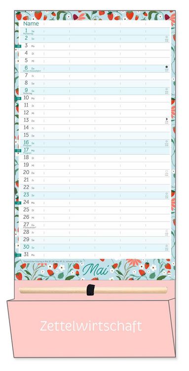 Produktbild: Deko-Familienplaner mit Tasche Flower Time 2027