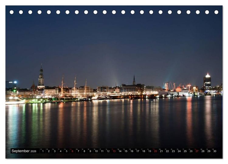 Produktbild: Mein Hamburg - Am sch&ouml;nsten bei Nacht (Tischkalender 2026 DIN A5 quer), CALVENDO Monatskalender
