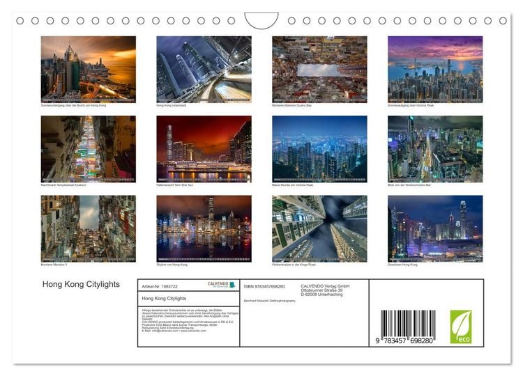 Produktbild: Hong Kong Citylights (Wandkalender 2026 DIN A4 quer), CALVENDO Monatskalender