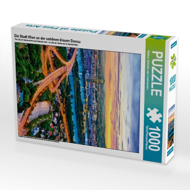 Produktbild: CALVENDO Puzzle Die Stadt Wien an der sch&ouml;nen blauen Donau | 1000 Teile Lege-Gr&ouml;&szlig;e 64x48cm Foto-Puzzle f&uuml;r gl&uuml;ckliche Stunden