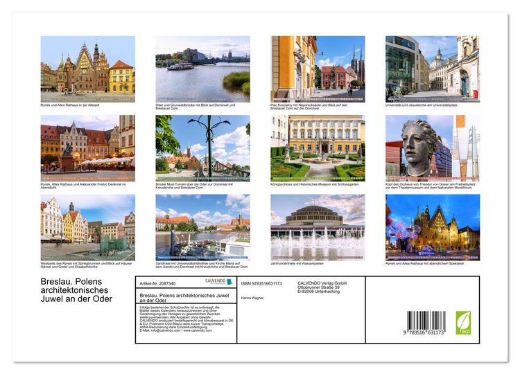 Produktbild: Breslau. Polens architektonisches Juwel an der Oder (Wandkalender 2026 DIN A3 quer), CALVENDO Monatskalender