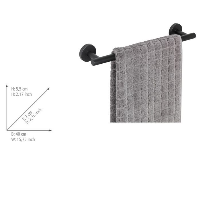 Produktbild: Badetuchstange Mod. Bosio Schwarz Matt, rostfrei, 40 cm