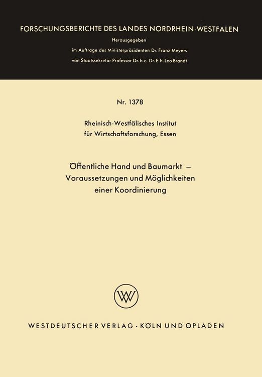 Produktbild: &Ouml;ffentliche Hand und Baumarkt - Voraussetzungen und M&ouml;glichkeiten einer Koordinierung