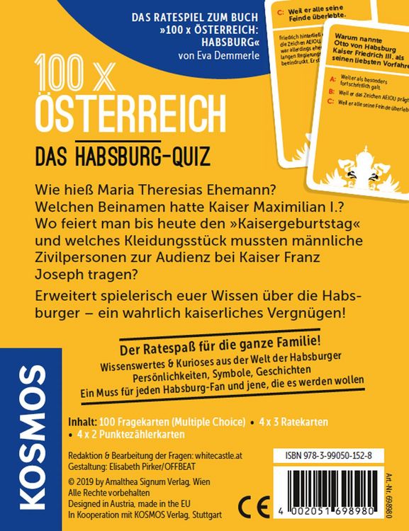Produktbild: KOSMOS - 100 x &Ouml;sterreich - Das Habsburg-Quiz