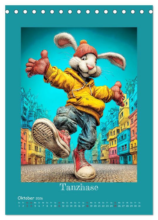 Produktbild: Urban Rabbits. Coole Stadthasen mit Charakter (Tischkalender 2026 DIN A5 hoch), CALVENDO Monatskalender