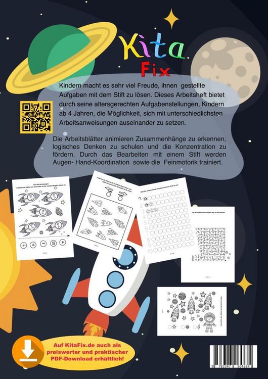 Produktbild: KitaFix-Kreativ: Arbeitsbl&auml;tter Weltraum (50 Ideen f&uuml;r Vorschule und Portfolio in Kindergarten und Kita)
