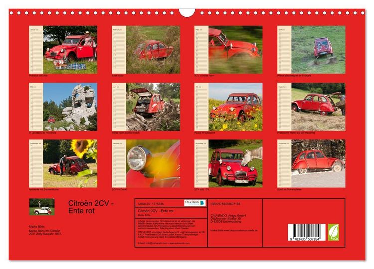 Produktbild: Citro&euml;n 2CV - Ente rot (Wandkalender 2025 DIN A3 quer), CALVENDO Monatskalender