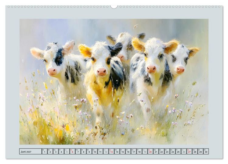 Produktbild: K&uuml;he und K&auml;lber. L&auml;ndliche Idylle (Wandkalender 2027 DIN A2 quer), CALVENDO Monatskalender