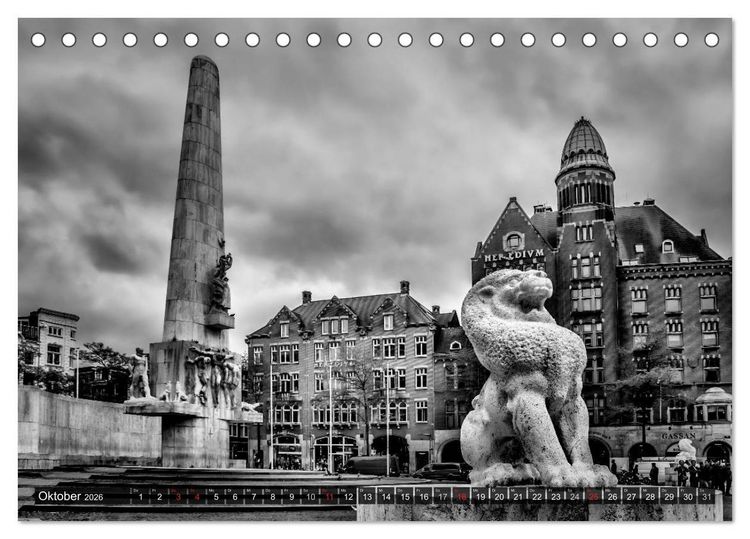 Produktbild: AMSTERDAM Stadtherz in Monochrom (Tischkalender 2026 DIN A5 quer), CALVENDO Monatskalender