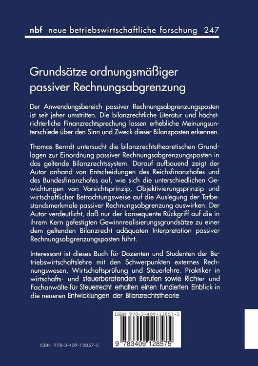 Produktbild: Grunds&auml;tze ordnungsm&auml;&szlig;iger passiver Rechnungsabgrenzung