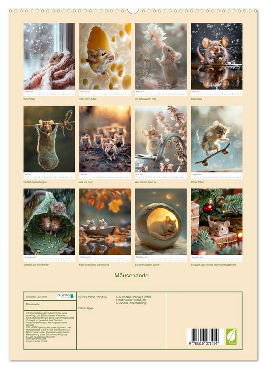 Produktbild: M&auml;usebande (hochwertiger Premium Wandkalender 2026 DIN A2 hoch), Kunstdruck in Hochglanz