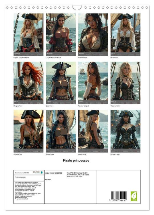 Produktbild: Pirate princesses (Wall Calendar 2026 DIN A3 portrait), CALVENDO 12 Month Wall Calendar