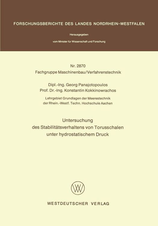 Produktbild: Untersuchung des Stabilit&auml;tsverhaltens von Torusschalen unter hydrostatischem Druck