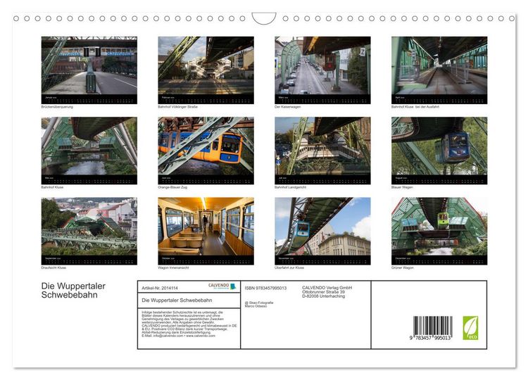 Produktbild: Die Wuppertaler Schwebebahn (Wandkalender 2026 DIN A3 quer), CALVENDO Monatskalender