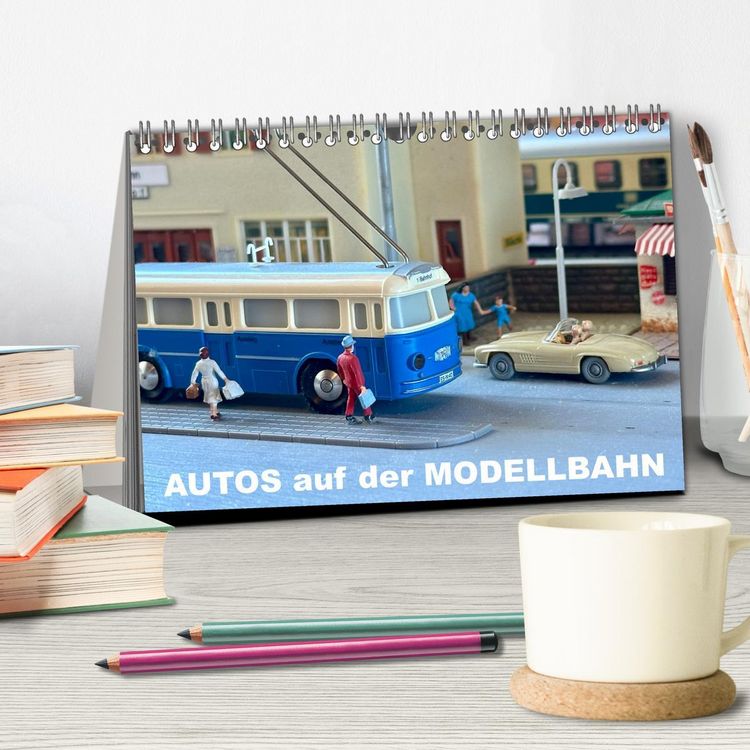 Produktbild: Autos auf der Modellbahn (Tischkalender 2026 DIN A5 quer), CALVENDO Monatskalender