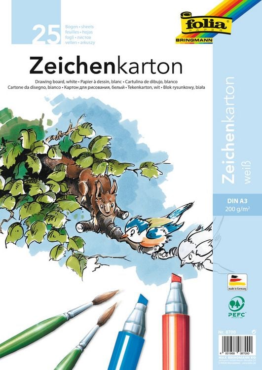 Produktbild: Zeichenkarton A3 weiss 200g 25