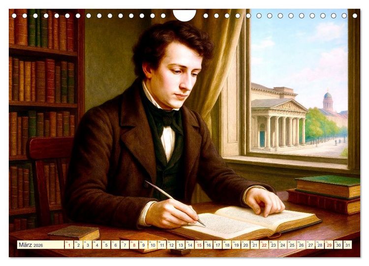 Produktbild: Heinrich Heine. Sein Leben, seine literarischen Werke (Wandkalender 2026 DIN A4 quer), CALVENDO Monatskalender