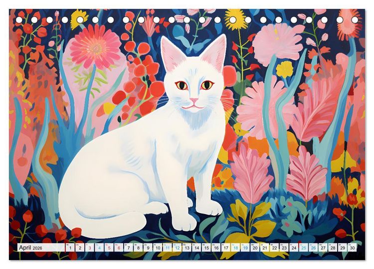 Produktbild: Kunstvolle Katzen (Tischkalender 2026 DIN A5 quer), CALVENDO Monatskalender