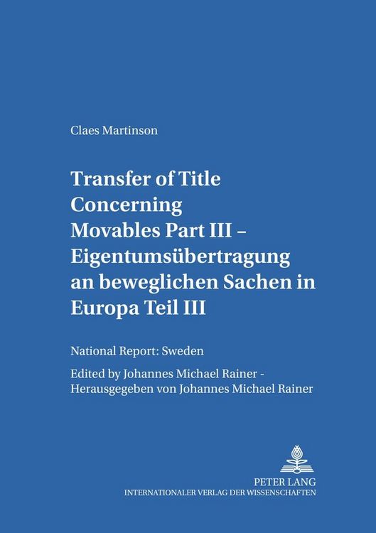 Produktbild: Transfer of Title Concerning Movables Part III
