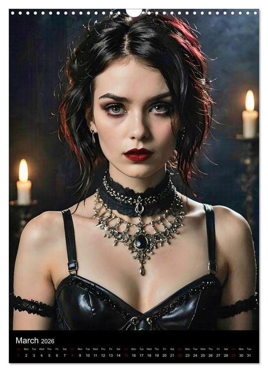 Produktbild: AI Gothic world - Mystical beauties of the night (Wall Calendar 2026 DIN A3 portrait), CALVENDO 12 Month Wall Calendar