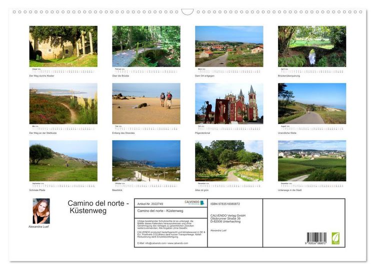 Produktbild: Camino del norte - K&uuml;stenweg (Wandkalender 2026 DIN A2 quer), CALVENDO Monatskalender