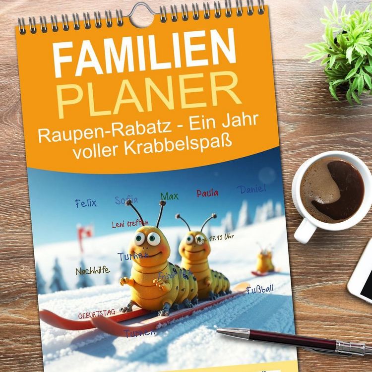 Produktbild: Familienplaner 2026 - Raupen-Rabatz - Ein Jahr voller Krabbelspa&szlig; mit 5 Spalten (Wandkalender, 21 x 45 cm) CALVENDO