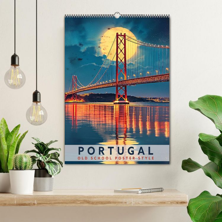 Produktbild: Portugal - Old School Poster Style (Wandkalender 2026 DIN A2 hoch), CALVENDO Monatskalender