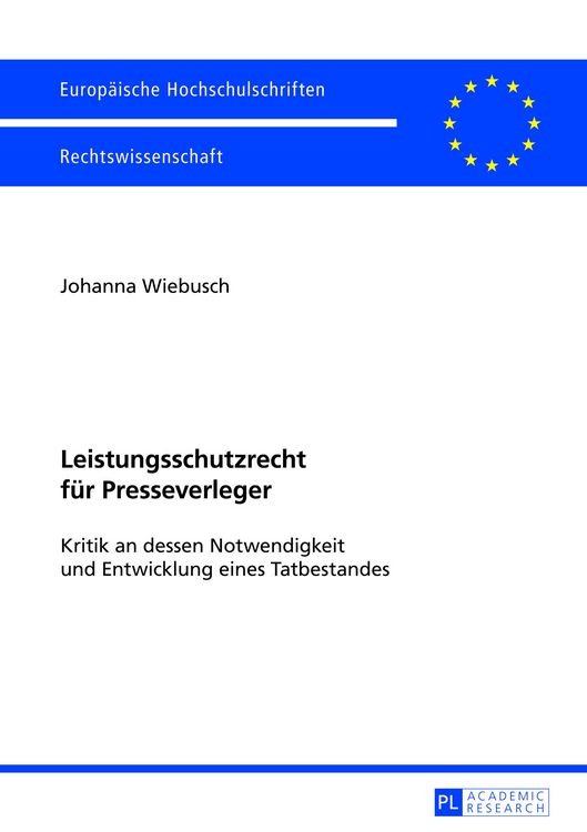 Produktbild: Leistungsschutzrecht f&uuml;r Presseverleger