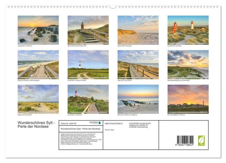 Produktbild: Wundersch&ouml;nes Sylt - Perle der Nordsee (hochwertiger Premium Wandkalender 2026 DIN A2 quer), Kunstdruck in Hochglanz