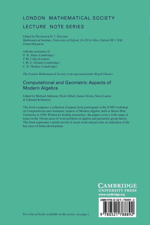 Produktbild: Computational and Geometric Aspects of Modern Algebra
