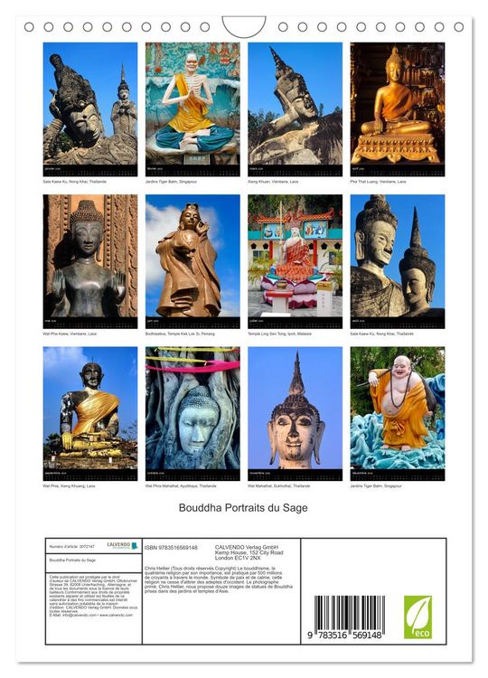 Produktbild: Bouddha Portraits du Sage (Calendrier mural 2026 DIN A4 horizontal), CALVENDO calendrier mensuel