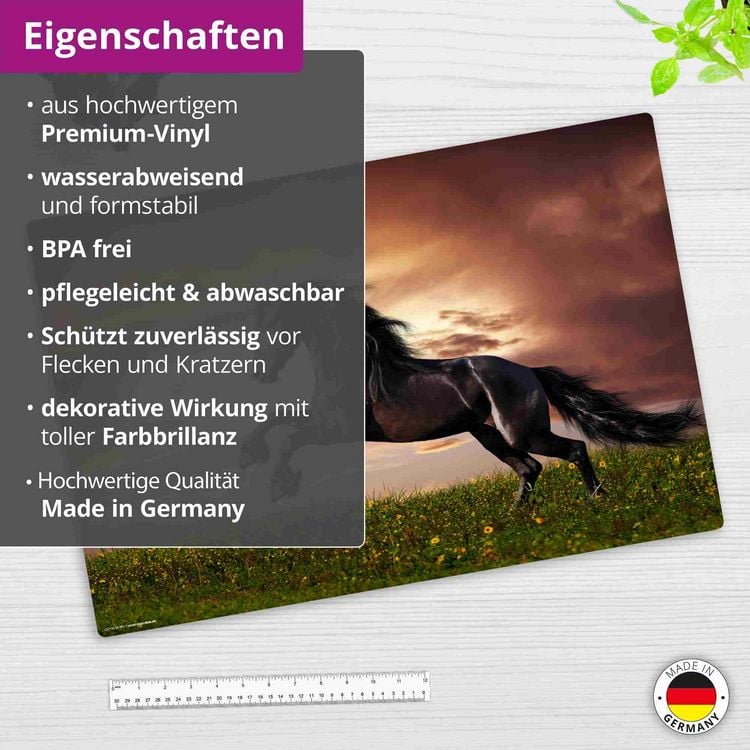 Produktbild: Cover-your-desk Schreibtischunterlage f&uuml;r Kinder und Erwachsene Schwarzes Pferd, aus hochwertigem Vinyl , 60 x 40 cm